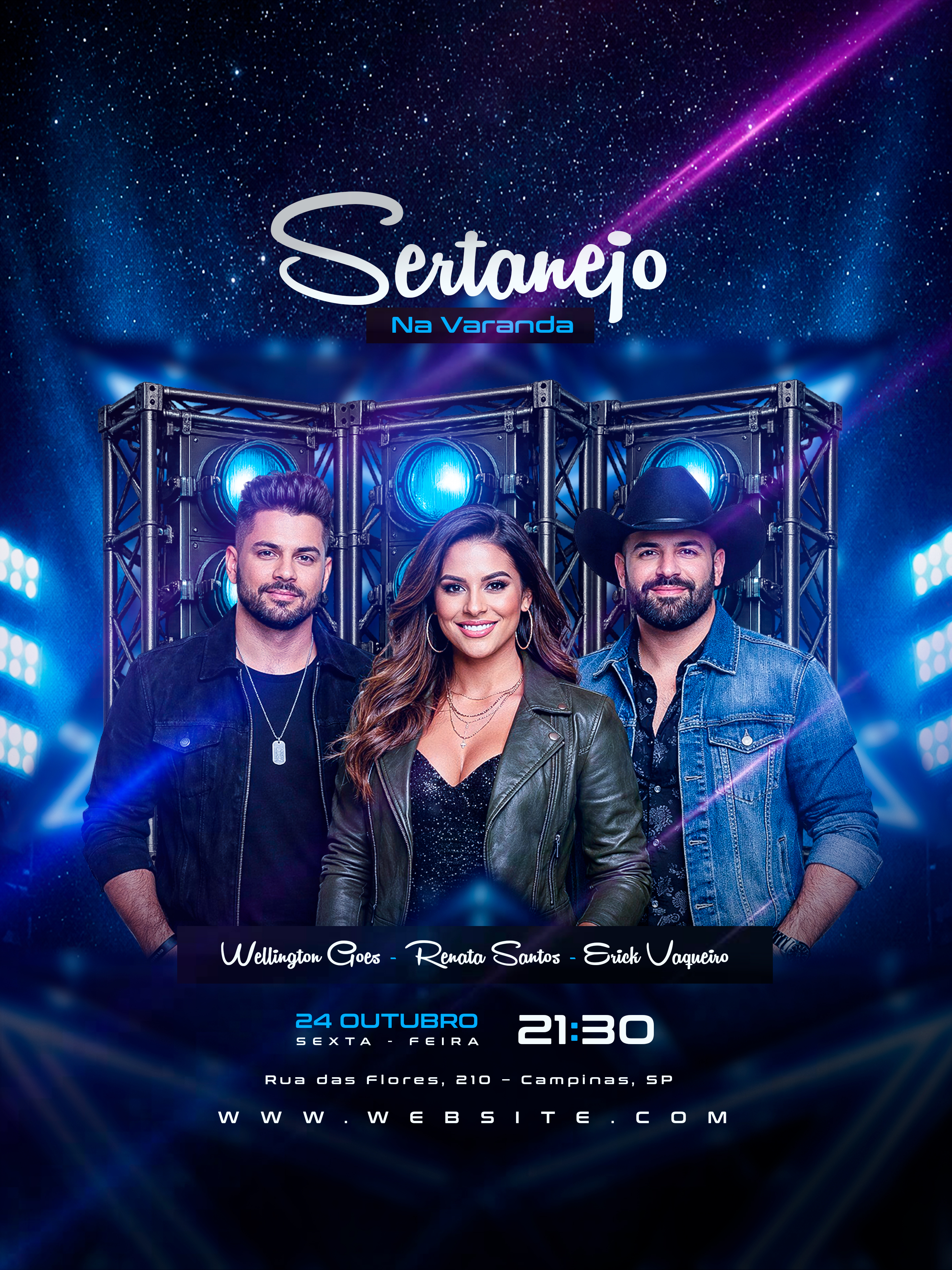 Flyer Sertanejo na Varanda - Template PSD Editável no Photoshop